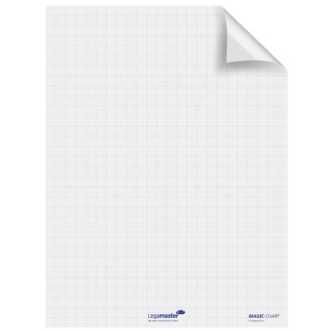 Blocco lavagna elettrostatico da parete Legamaster Magic-Chart Flipchart 25 ff 60x80 cm bianco quadretti - L-1590 00